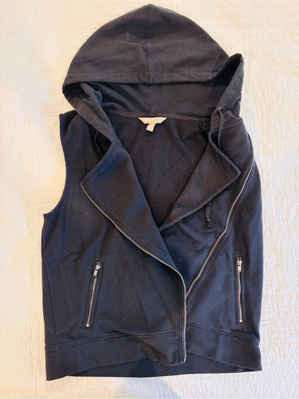 Banana Republic Black Hooded Sleeveless Zip Vest